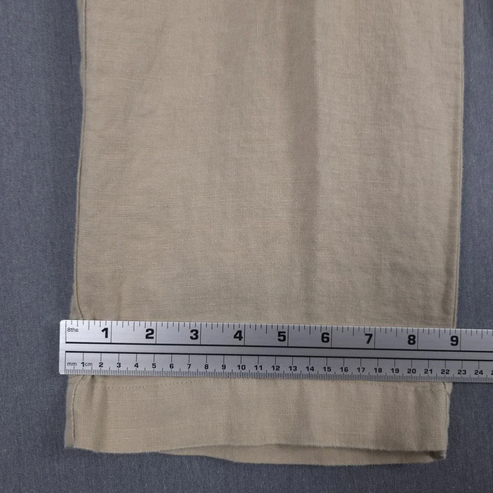 Jos A Bank Linen Pants Mens 38x30 (Fits 36x30) Khaki Flat Front Lightweight
